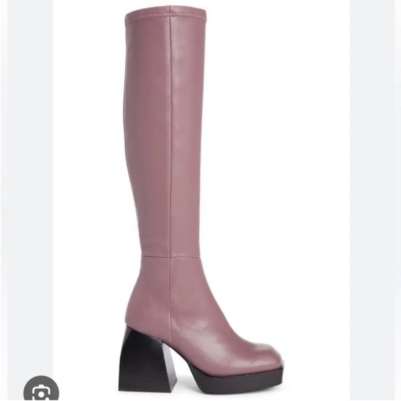 NWT Jeffrey Campbell Dauphin Knee-high Square-toe Heel Boots Size 10 Violet - Picture 16 of 16